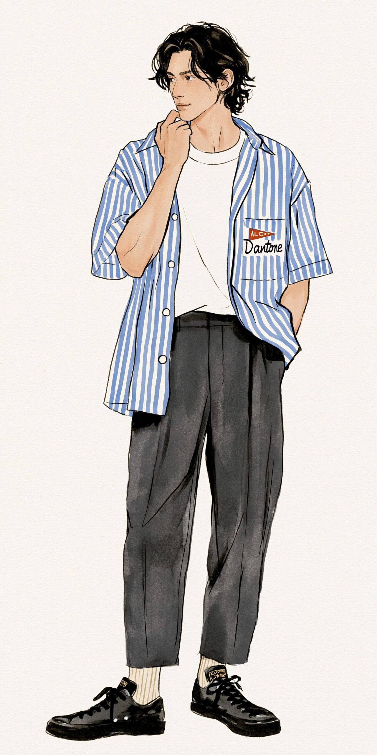 ストライプが効いた、夏の休日コーデ